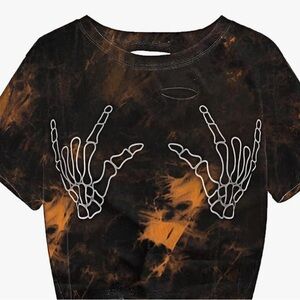 Avanova Tie Dye Crop Rocker Distressed Boxy Short Sleeve T Shirt Size M NWT